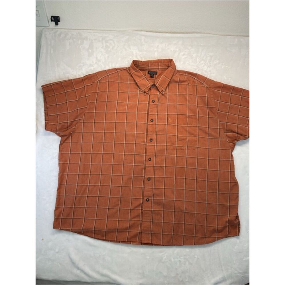 Knights Sportswear Shirt Mens 4XL Rust Orange Plaid Short Sleeve Button Up 4X